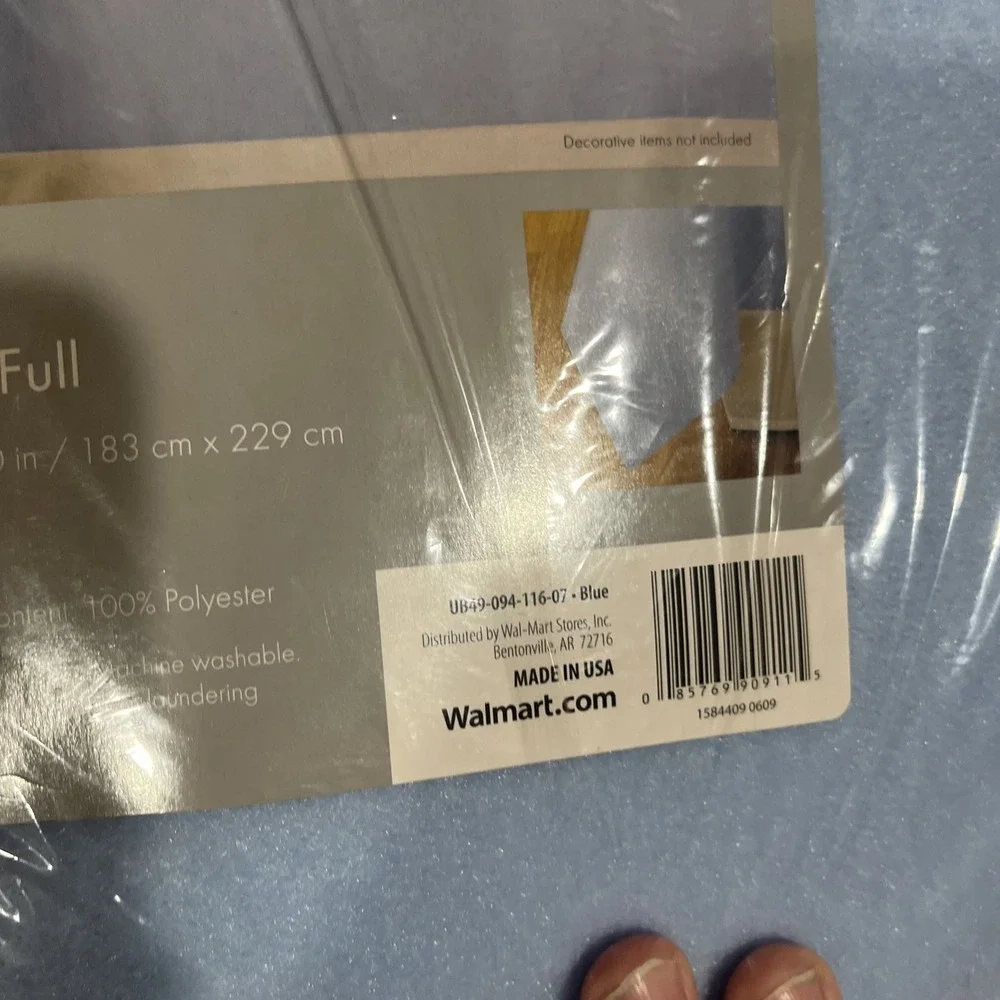 Vtg Full Size Polyester Blanket Light‎ Blue 72x90  NOS Walmart